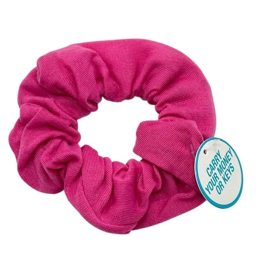 Zipper Pocket Scrunchie – Pink, Black or Grey Pocket Hair Tie for Women & Teens